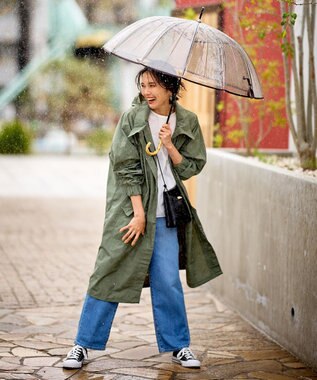 ANY フーデットレインコート カーキ