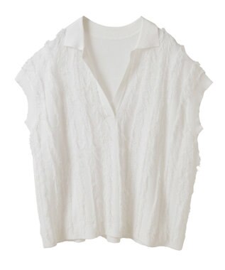 CRAFT STANDARD BOUTIQUE シアーフリンジスキッパーニットプルオーバー White