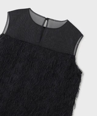 GRACE CONTINENTAL シアーフリンジノースリーブ ブラック