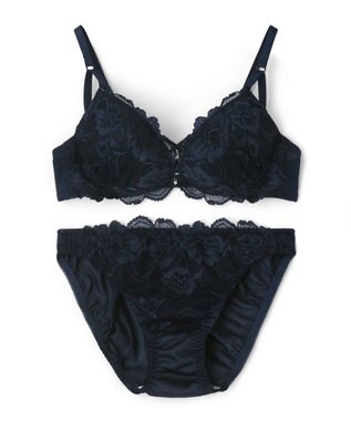 San-ai Resort（三愛水着楽園） 【WEB限定】【プチプラブラセット】純欲カラーヌーディーレーシーストリングブラ＆ショーツセット 【northerly】 ネイビー