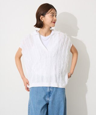 CRAFT STANDARD BOUTIQUE シアーフリンジスキッパーニットプルオーバー White