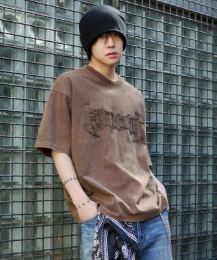 WEGO 【ユニセックス着用ITEM/MLサイズ展開】ブリーチダメージアップリケT（SS） ブラウン