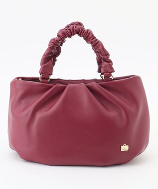 LA BAGAGERIE シープレザー ギャザーハンドル2wayラウンドトートバッグ ワイン