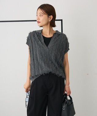 CRAFT STANDARD BOUTIQUE シアーフリンジスキッパーニットプルオーバー Charcoal Gray