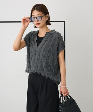 CRAFT STANDARD BOUTIQUE シアーフリンジスキッパーニットプルオーバー Charcoal Gray