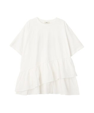 earth music&ecology 異素材ドッキンググラフィックTシャツ Off White