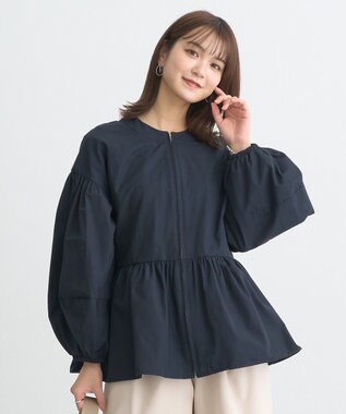 earth music&ecology 撥水ペプラムジップブルゾン Navy