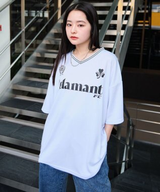 WEGO 【２点セット/ユニセックス着用ITEM/吸水速乾】アクセ付きメッシュロゴT（SS） ホワイト