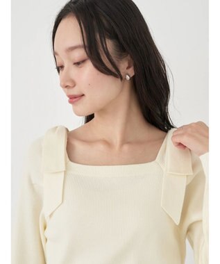 earth music&ecology 肩リボンニットプルオーバー Ivory