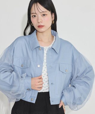 earth music&ecology チュールレイヤードバックレースアップジャケット