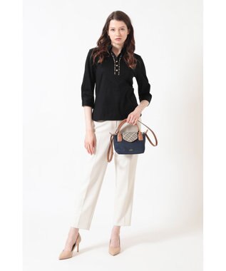 DAKS 【2WAY】ナイロン×牛革 ハウスチェック ミニバッグ ラベンダー