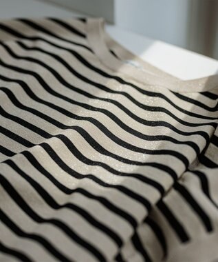 23区 【洗える】レーヨンポリエステルストレッチ プルオーバー ラメニット ゴールド×ブラック