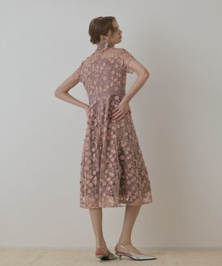 GRACE CONTINENTAL フラワ－フレアドレス ピンク