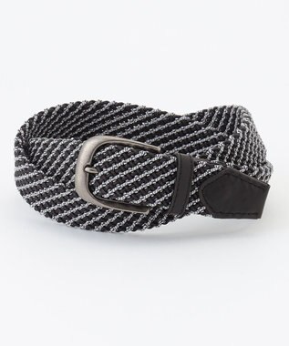 JOSEPH ABBOUD 【イタリア素材・ストレッチ・日本製】ミックスコードメッシュ ベルト ブラック系