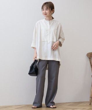 AMERICAN HOLIC 【WEB限定】接触冷感バンドカラーシャツチュニック Ivory