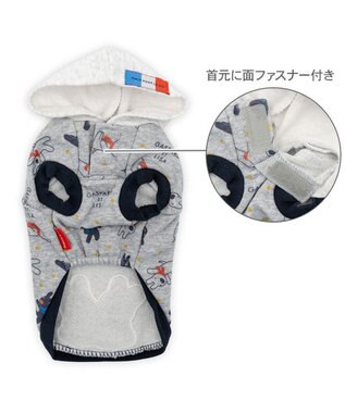 PET PARADISE リサとガスパール  パーカー 総柄 小型犬 グレー
