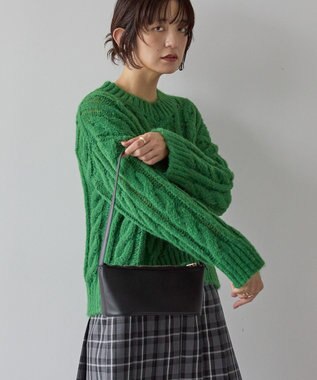 AMERICAN HOLIC 透かしケーブルニットプルオーバー Green