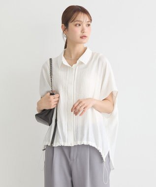 earth music&ecology 【接触冷感】裾ドロストフレンチスリーブシャツ Off White