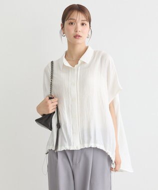 earth music&ecology 【接触冷感】裾ドロストフレンチスリーブシャツ Off White