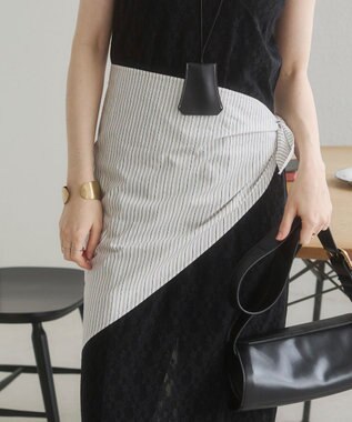 WEGO 【ANGIE VINTAGE】スカーフ付きオーバーサイズストライプシャツ ホワイトその他