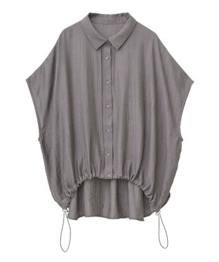 earth music&ecology 【接触冷感】裾ドロストフレンチスリーブシャツ Brown