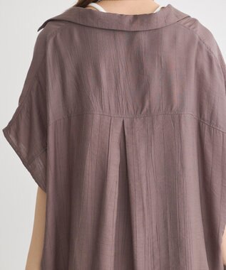 earth music&ecology 【接触冷感】裾ドロストフレンチスリーブシャツ Brown