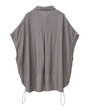 earth music&ecology 【接触冷感】裾ドロストフレンチスリーブシャツ Brown