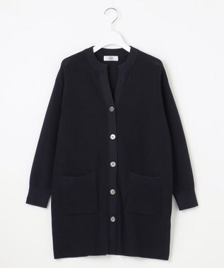 J.PRESS LADIES 【洗える】ORGANIC GASS COTTON キーネック カーディガン ネイビー系