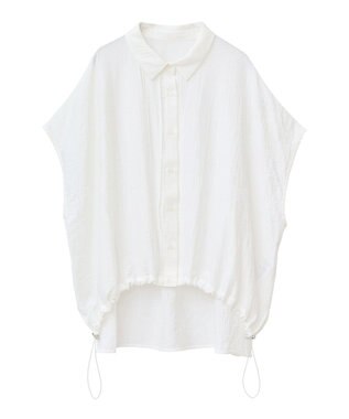 earth music&ecology 【接触冷感】裾ドロストフレンチスリーブシャツ Off White