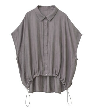 earth music&ecology 【接触冷感】裾ドロストフレンチスリーブシャツ Brown