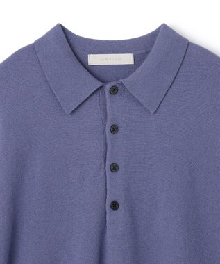 UNFILO MENS ライトウォーム ニットポロ ダスティブルー