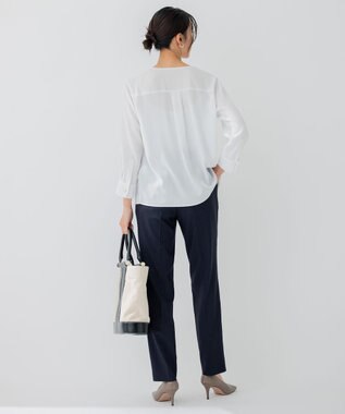 23区 【セットアップ対応/洗える】アイアスマットストレッチ テーパード パンツ ネイビー系