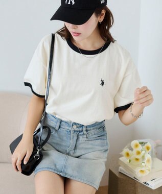 WEGO 【洗える/綿100%】USPOLOワンポイントTシャツ ホワイトその他