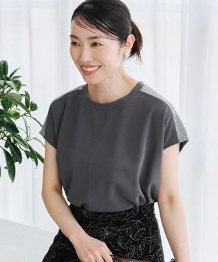 Tiaclasse 【洗える】ドルマンラメスリーブトップス チャコールグレー