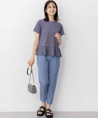 組曲 L クールプレーティング天竺プリーツ カットソー チャコールグレー系