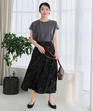 Tiaclasse 【洗える】ドルマンラメスリーブトップス チャコールグレー