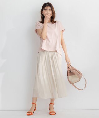 組曲 S 【ウエストゴム・WEB限定】シアープリーツライクシフォン パンツ ベージュ系