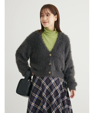 Green Parks ・Ｐｅｔｉｔ　Ｆｌｅｕｒ　シャギーニットカーディガン Charcoal Gray
