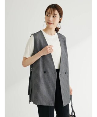 Green Parks アソート柄薄手ベスト Stripe Gray