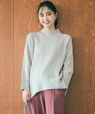 ANY SIS 【洗える】ハイネックラグラン ニット ライトグレー