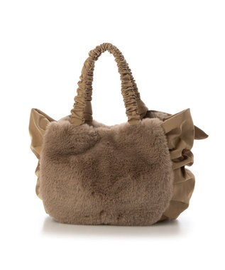 UNBILLION カシュカシュ cachecache / 下がりリボンエコファーコンビラウンドトート オーク