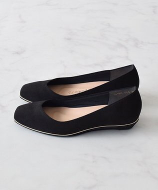 Bridget Birkin 【Bridget Birkin】スクエアカジュアルウエッジパンプス ブラックスウェード