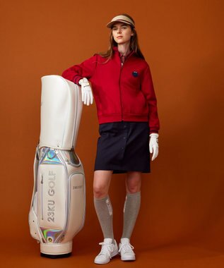 23区GOLF 【WOMEN】ロゴ衿 スタンドブルゾン ワイン系