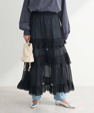 Green Parks ・ＥＬＥＮＣＡＲＥ　ＤＵＥ　プリーツフリルシアースカート Black