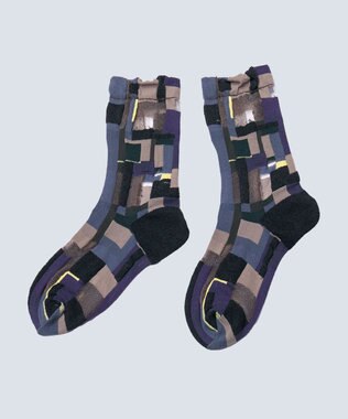 COQ MOSS MEMORY シアーパッチワークソックス チャコールグレー