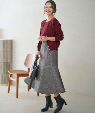 ANY SIS 【ウールブレンドシリーズ】ベースネックリブコンビ ニット ボルドー