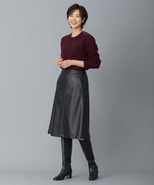 J.PRESS LADIES 【洗える】シンセティックマットleather スカート ブラック系