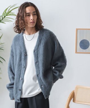 WEGO モヘアライクBIGカーディガン ブルーその他