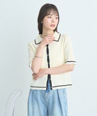 earth music&ecology リブニットカーディガン Ivory