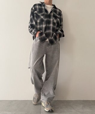 WEGO バレルレッグデニムパンツ グレー